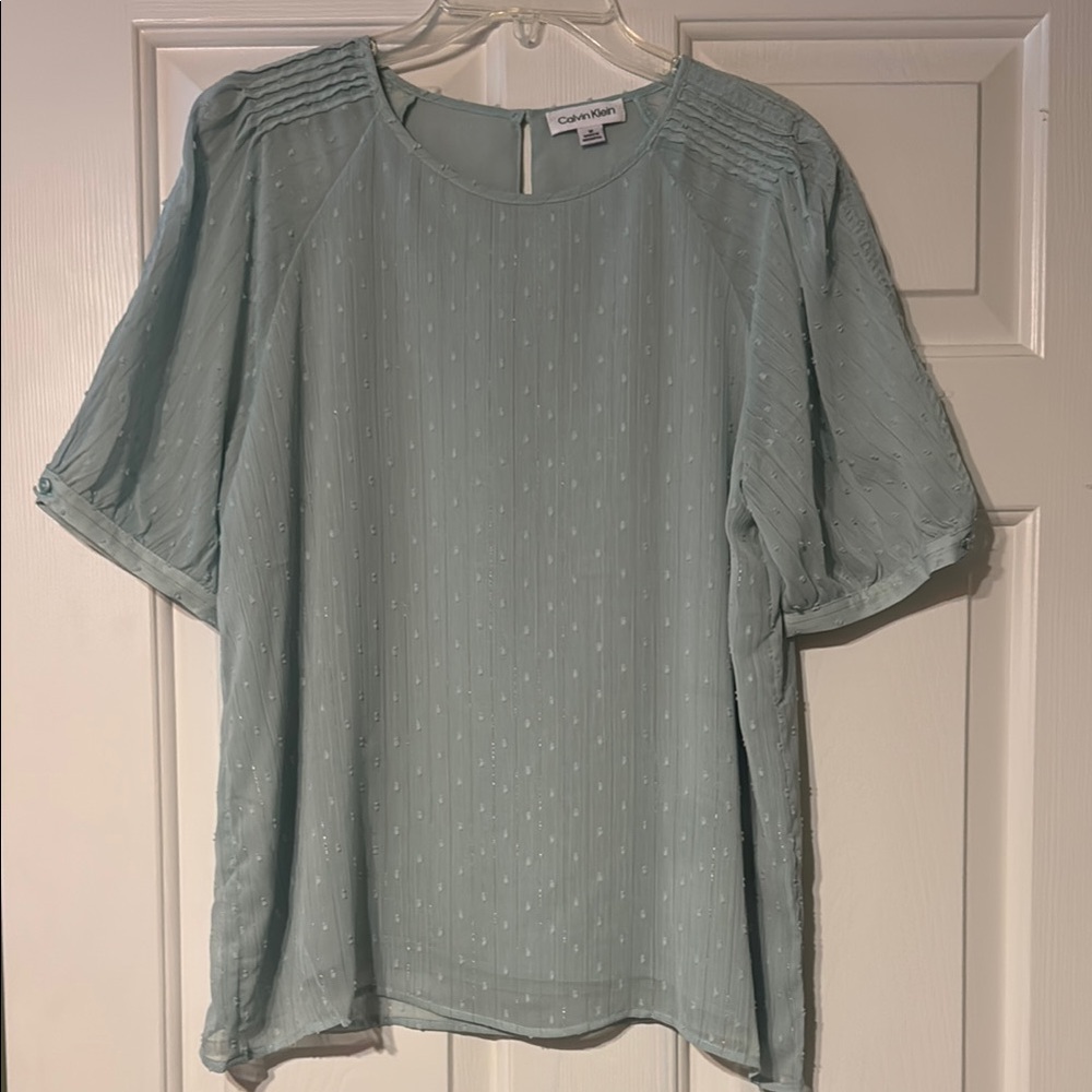 Calvin Klein Green Puff Sleeve Blouse